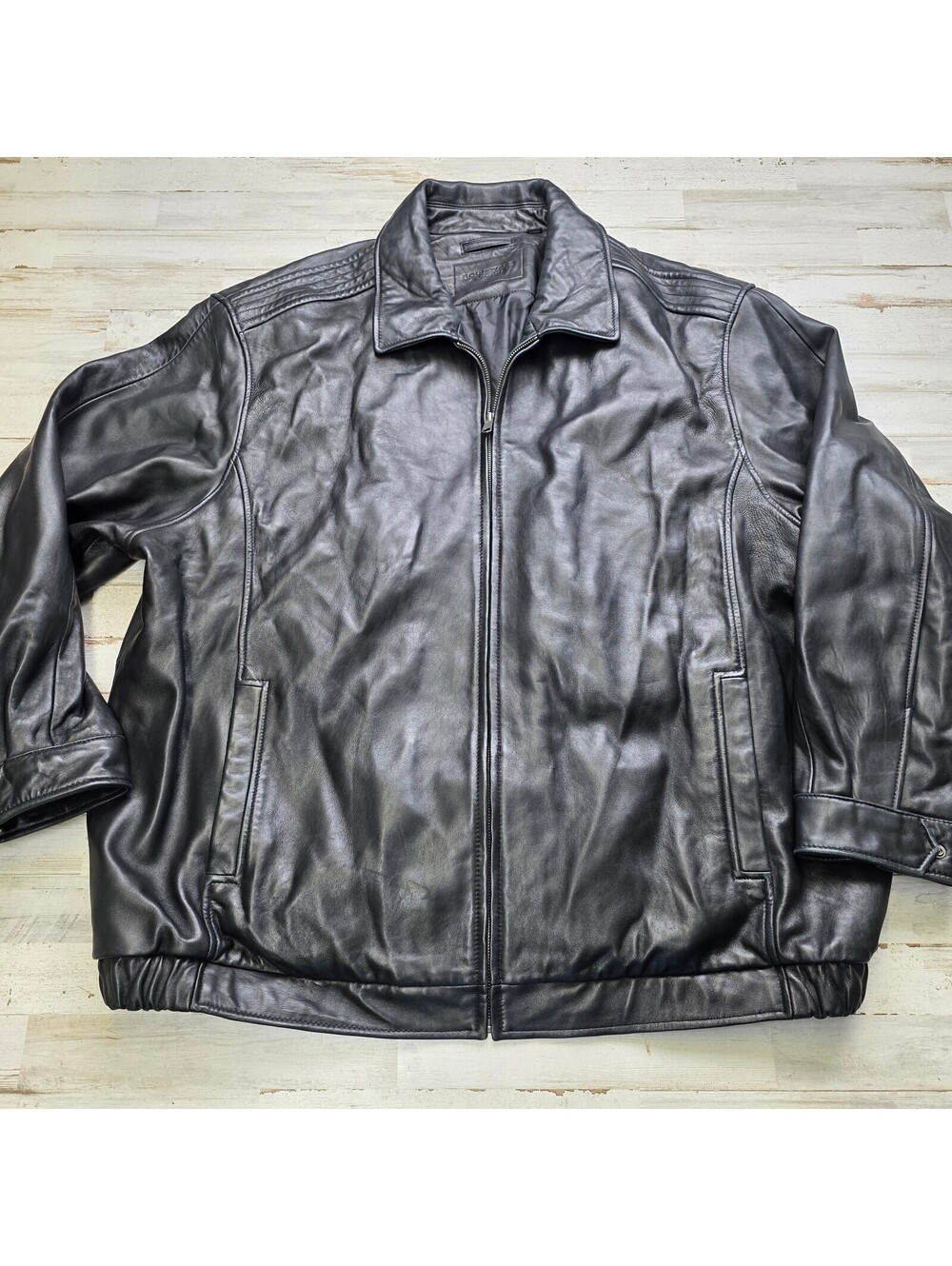 Roundtree & Yorke Men's 4XT Black Lambskin Leather Jacket Full Zip Big Tall